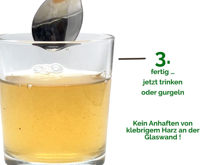 Fertige Trinklösung mit Propolis von Bienenherz. Die Körperpflege von innen mit der Propolis Lösung.