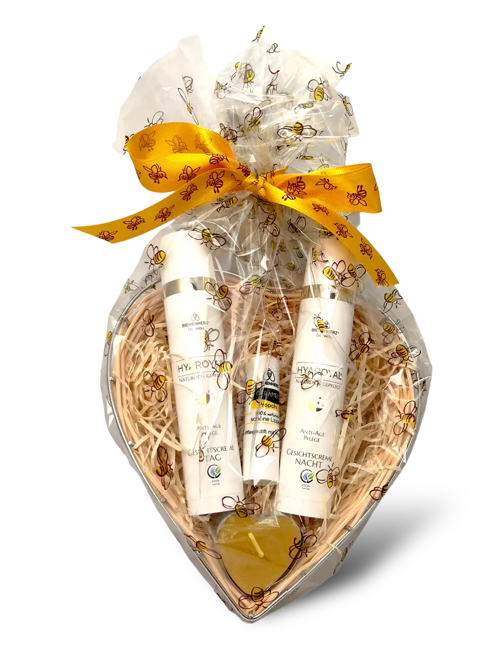 Geschenk Set Gesichts- und Lippenpflege Anti-Age | Tag + Nacht | Herz | 100% Natur | entspannt regeneriert pflegt | hochwertig verpackt