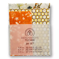 Bienenwachstuch im 3er Set | orange | mit weißem Bienenwachs