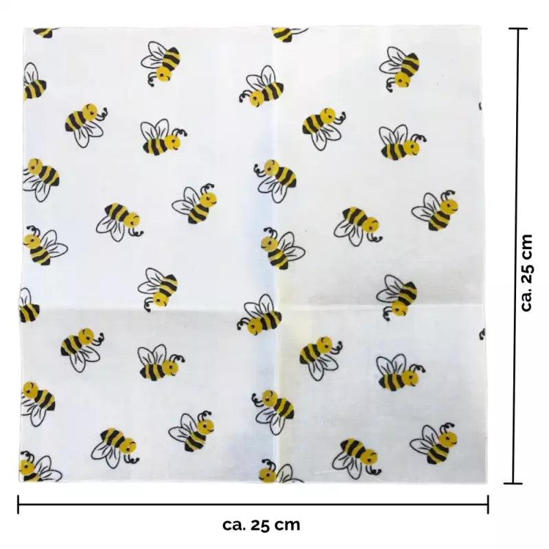 Bienenwachstuch weiss mit Bienen in der Grösse L für Lebensmittel