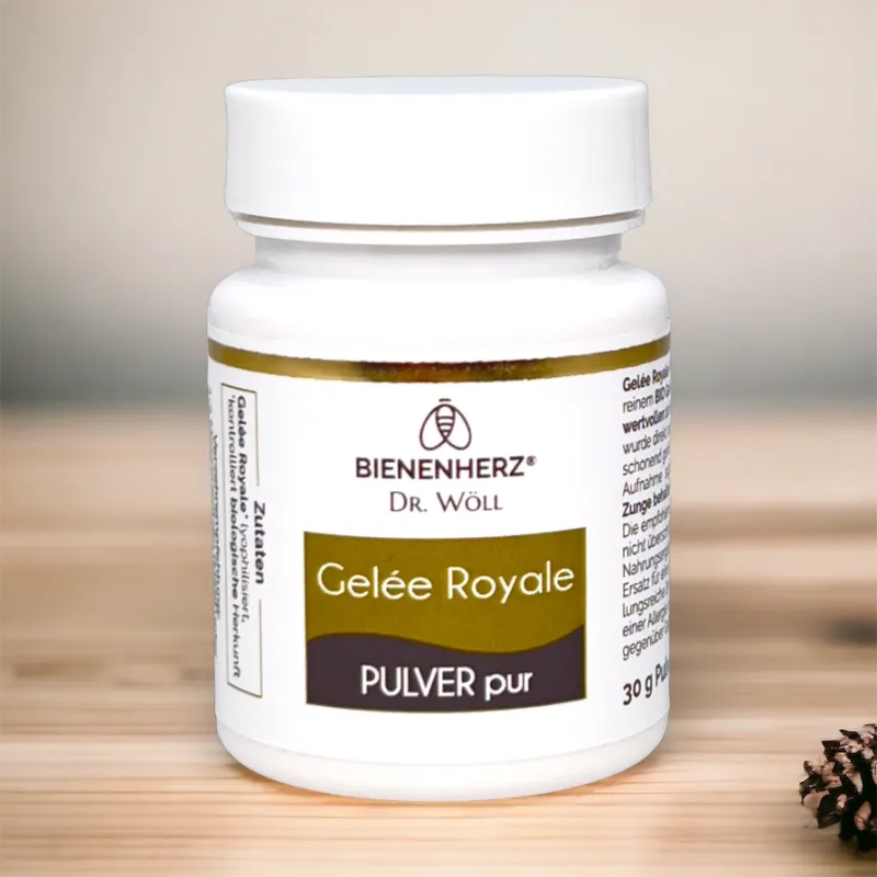 Gelee Royale Pulver Pur zur eigenen Doierung - Naturkosmetik mit Honig von Bienenherz.