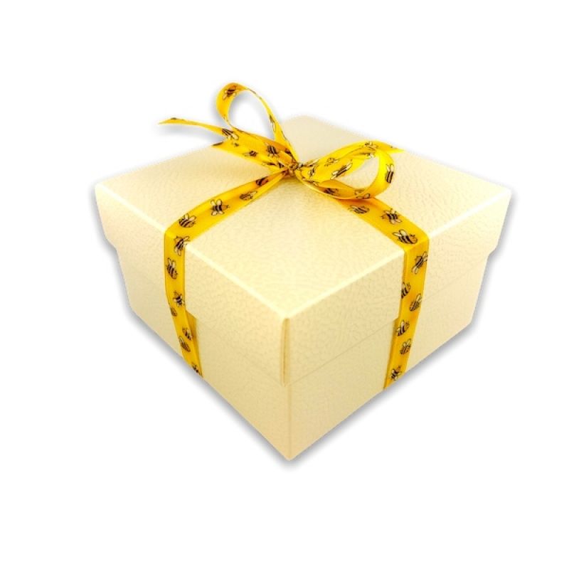 Niedliche Geschenkbox von Bienenherz mit hochwertigen Pflegeprodukten und Kosmetig mit Honig