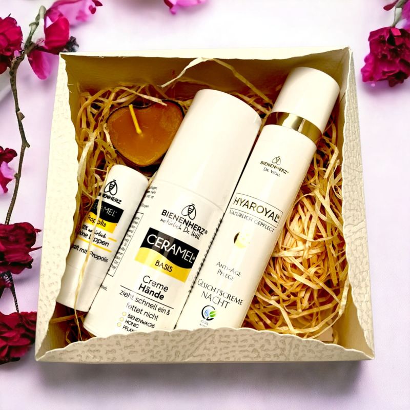Geschenkbox Bienenkosmetik von Bienenherz - Handcreme und Gesichtspflege mit Honig