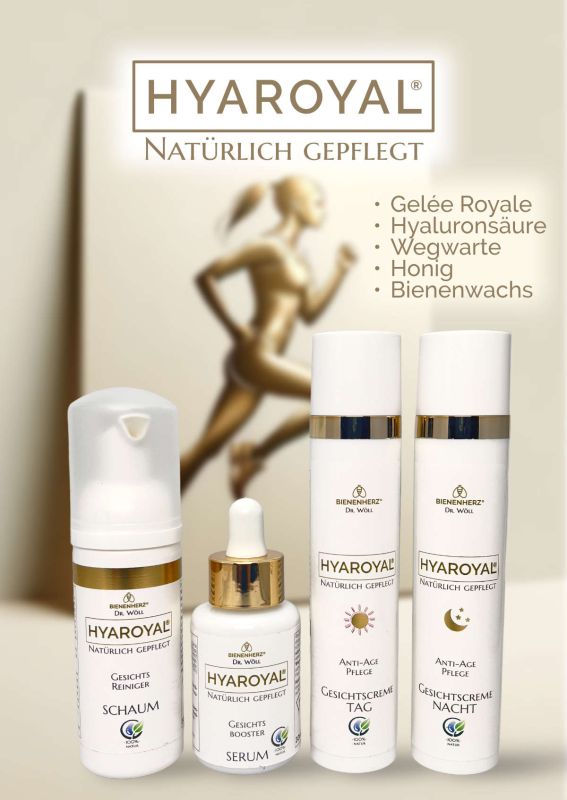 Hyaroyal das Gesichtspflege Set mit Gelee Royale, Bienenwachs und Honig für gesunde und gepflegte Gesichtshaut mit Bienenherz