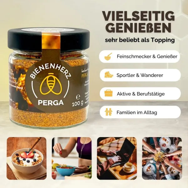 Perga Bienenbrot von Bienenherz für Sportler, Wanderer und Feinschmecker
