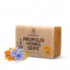 Propolis Seifenstück mit Blumen und Honig für schäumende und natürliche Reinigung