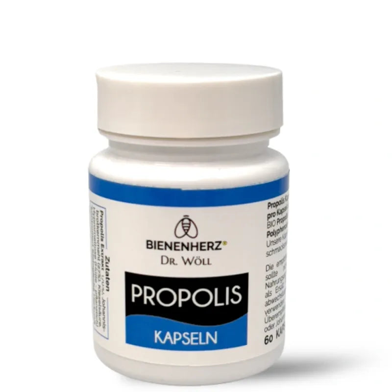 Propolis Kapseln in praktischer Dose mit 60 Stück von Imker und Dr. Wöll bei Bienenherz bestellen